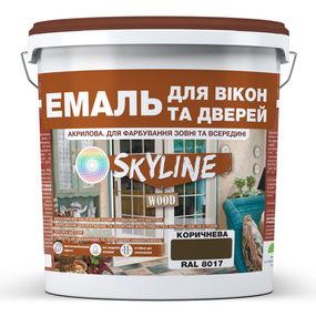 Емаль акрилова Для Вікон та Дверей SkyLine Wood Коричнева RAL 8017 10 л