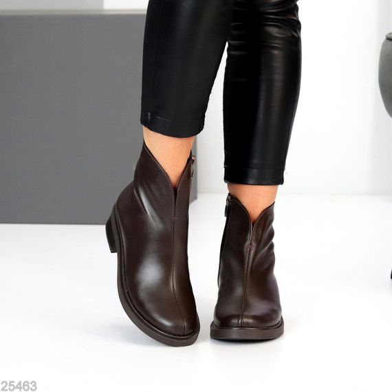 Шикарні черевики натуральна шкіра колір Шоколад стильний мінімалізм | Зображення 4