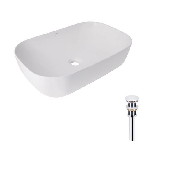 Комплект Qtap Robin: Раковина накладна прямокутна 600x390x150 мм White + Донний клапан PU02