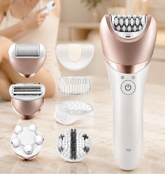Женский эпилятор KM-7115 6-в-1 Multifunctional Ladies Care Kits / Универсальный беспроводной эпилятор + 6 насадок AND KM-7115