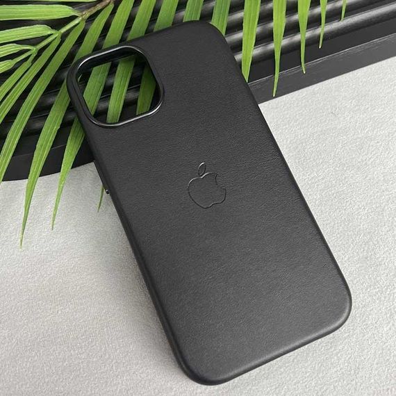 Шкіряний чохол Leather Case (AAA) with MagSafe and Animation для Apple iPhone 15 Pro (6.1") Black | Зображення 2
