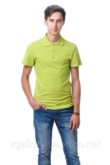 Футболка чоловіча ПОЛО — Оливкова з коротким рукавом L