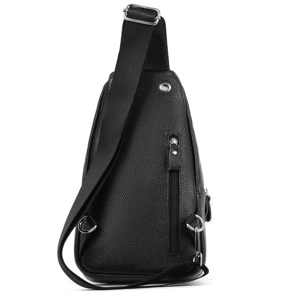 Мужской кожаный слинг сумка-рюкзак через плечо черная TIDING BAG-MK 83423 | Зображення 6