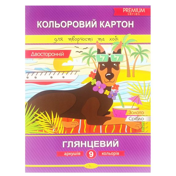 Набір двостороннього кольорового картону А4 АП-1106-2, 9 аркушів