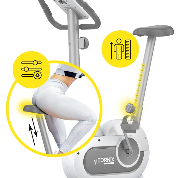 Велотренажер магнітний Cornix Hanna White/Grey | Зображення 7