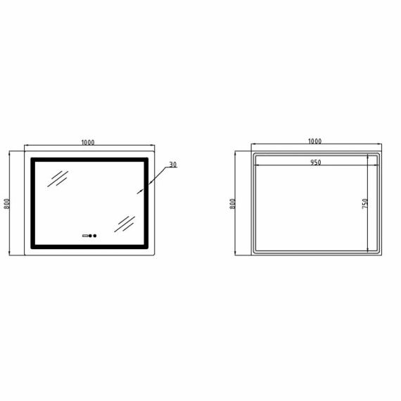 Зеркало Lidz Kubis (KU2) 1000х800 с часами, с LED-подсветкой Touch, с антизапотеванием, с диммером, рег. яркости | Зображення 1