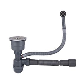 Сифон для кухонної мийки Lidz LK17, випуск 115 мм, колбовий з круглим переливом (вихід гофра 40/50 мм) (LDLK17SS46398)