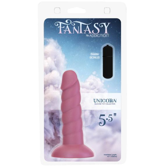 Фалоімітатор Fantasy by Addiction Unicorn Dildo 5.5” Pink, віброкуля в подарунок Sex Aura | Зображення 3