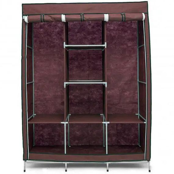 Шафа тканинна 3 секції складана з каркасом STORAGE WARDROBE 175 х 130 х 45 см. AC-499 Колір: коричневий