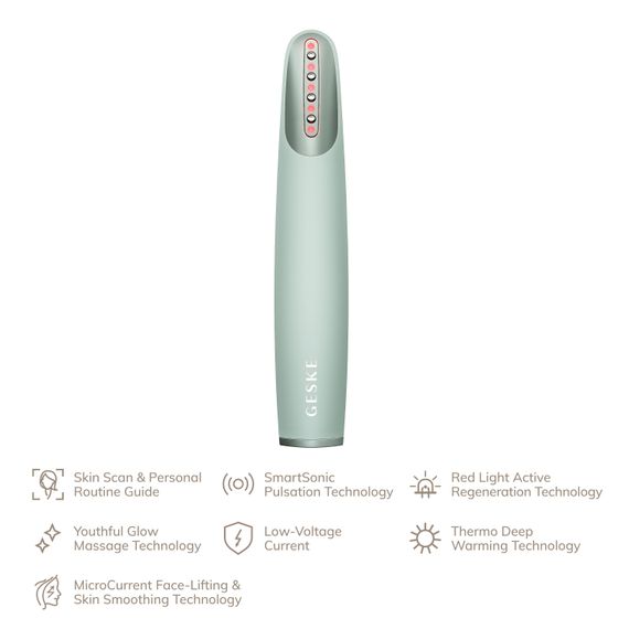 Пристрій для зміцнення і тонізації шкіри обличчя GESKE Skin Firming Wand 7в1 starlight, Зелений | Зображення 1