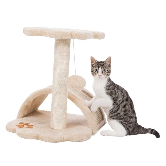 Дряпка Trixie Junior Vitoria для котів з іграшкою на мотузці сизаль/плюш бежева 36х36х43 см | Зображення 3