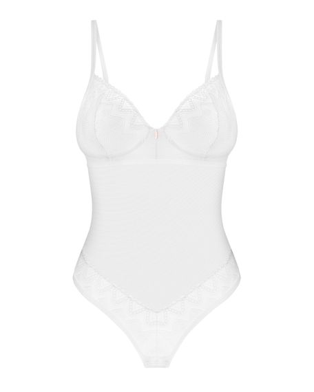 Боді Obsessive Alissium Teddy White, XL/2XL, ліф з м’якою чашкою, високі вирізи для ніг | Зображення 4