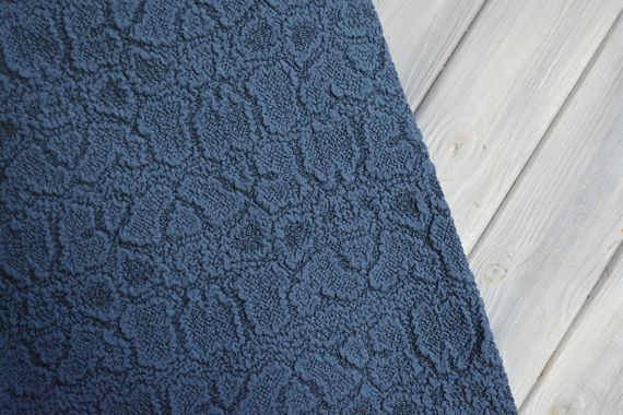 Жаккардовый чехол на диван + 2 кресла Stone с юбкой индиго | Зображення 2