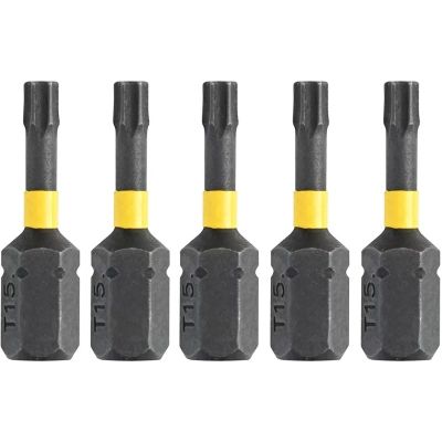 Набор бит DeWALT IMPACT TORSION, ударные, Torx, T15, L=25 мм, 5 шт (DT7380T) | Зображення 1