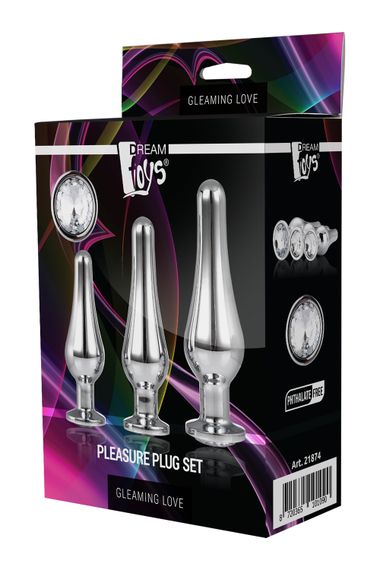 DT21874 набір анальних пробок конічної форми Dream Toys GLEAMING LOVE PLEASURE SET SILVER | Зображення 2