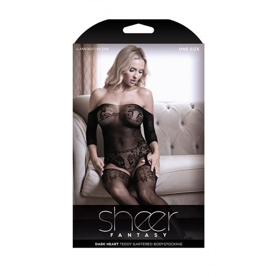 Комбінезон з відкритими плечима в дрібну сітку, мереживний, чорний. sexstyle | Зображення 2