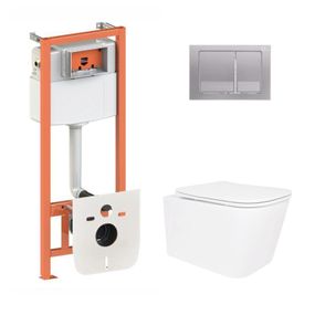Готове рішення Qtap для ванної кімнати: підвісний унітаз Crow Ultra Quiet 520×360×290 + комплект інсталяції Nest 4 в 1