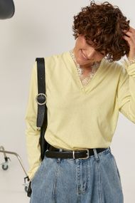 Вільний лонгслів з мереживом - лимонний цвет, ONE SIZE (є розміри)