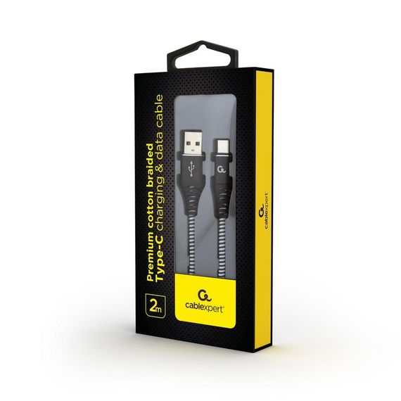 Кабель Cablexpert CC-USB2B-AMCM-2M-BW, USB 2.0 A-тато/Type-C тато, 2,0 м. | Зображення 1