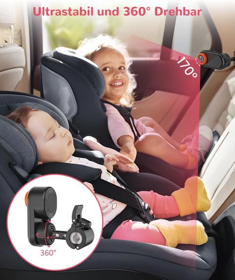 Автомобільна відеоняня LUCKVIEW, монітор 5.2” з камерою заднього виду для малюків в авто Full HD, нічне бачення | Зображення 2