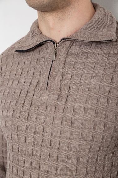 Светр чоловічий однотонний, колір мокко, 161R920 | Зображення 4