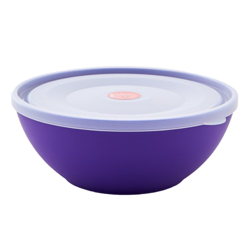 Миска з кришкою 0,8л пластик темно-бузковий/прозорий Алеана