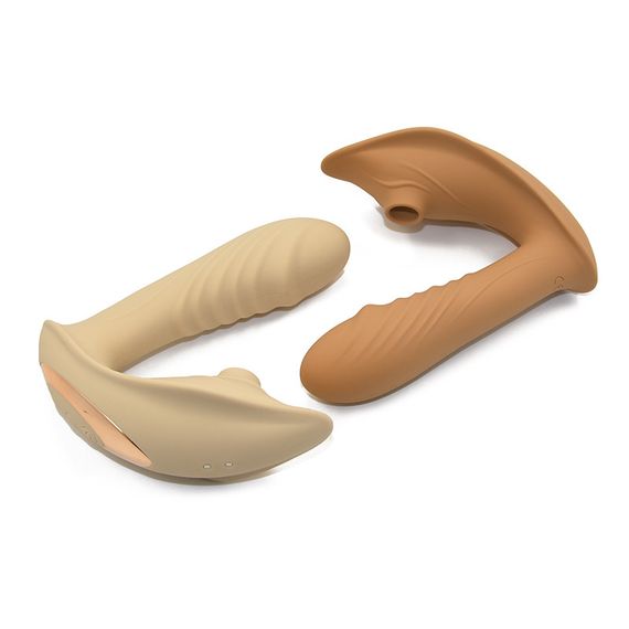 Вібратор із кліторальним стимулятором Sweet Em, L, коричневий, 15.9 х 12.6 х 6.7 см Sex Aura | Зображення 4