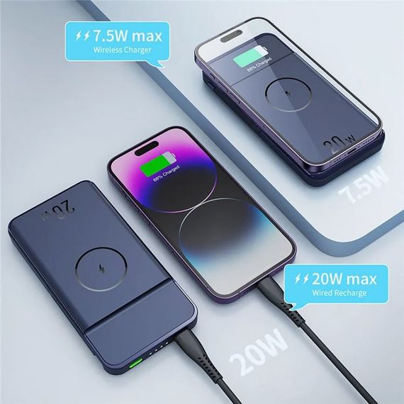 Портативное ЗУ Power Bank JJT-MP01 2in1 20W с БЗУ+iWatch 10000 mAh Blue | Зображення 5