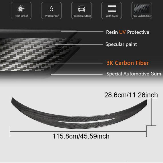 Задний спойлер V10 (2017-2023, Карбон) для Tesla Model 3 2017- гг | Зображення 3