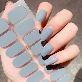 Гелевые наклейки на ногти твердеющие в УФ лампе NK-LTHP-001 Серый 16 шт (A9559)