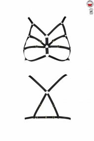 Бюстгальтер-стрепы ARMANDA BRA black - Passion Exclusive, 2XL/3XL