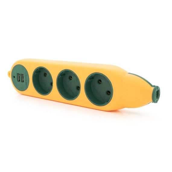 Колодка для подовжувача 3 гнізда + 2USB без заземлення 16A 220V, Orange | Зображення 1