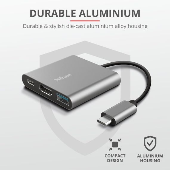 USB-хаб Trust Dalyx 3-in-1 Multiport USB-C Adapter ALUMINIUM (23772_TRUST) | Зображення 8