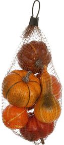 Набір "Гарбузи в сітці" 6 декоративних гарбузів в нейлоновій сітці (А405)