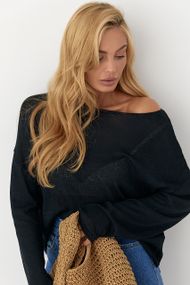 Джемпер легкої в'язки вільного крою - чорний цвет, ONE SIZE (є розміри)