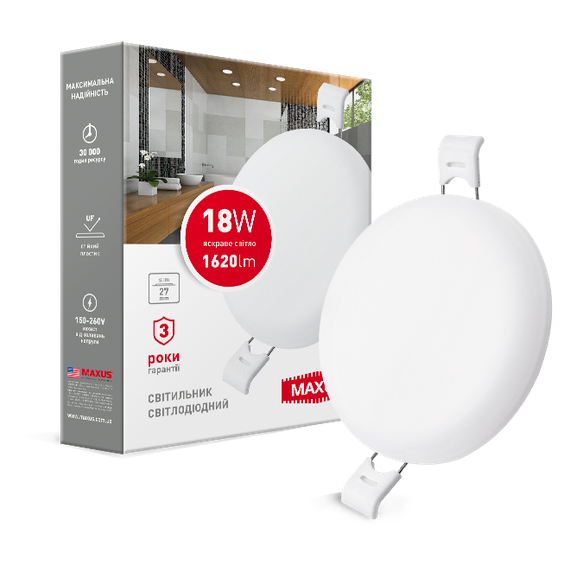 LED-світильник точковий врізний MAXUS SP edge 18W, 4100 К (коло) | Зображення 1