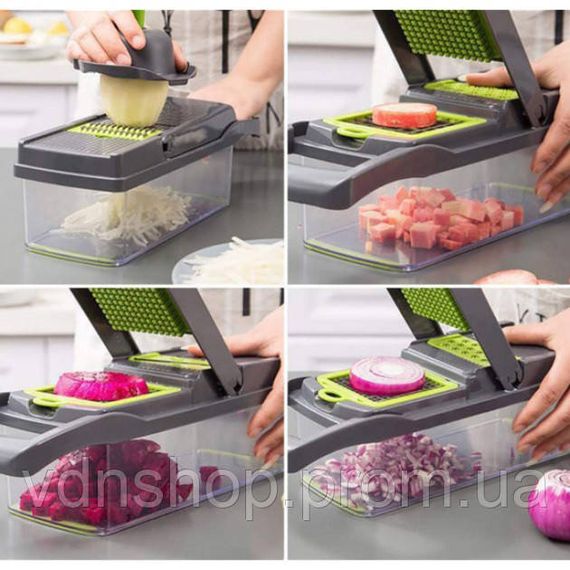 Овочерізка подрібнювач 14 в 1 ситечко для яєць та ніж для очищення овочів Veggie Slicer мультислайсер WZ-74