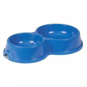 Миска подвійна №2 0,25/0,45 л для котів синя