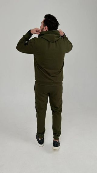 Спортивний костюм Stone Island з худі на молнії хакі | Зображення 2