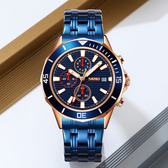 Годинник S2kmei 9335RGBU Rose Gold-Blue | Зображення 2