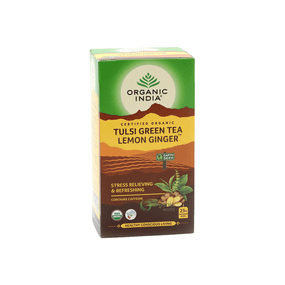 Органічний індійський зелений чай Тулсі, лимон, імбир  25 пакетиків Organic India 801541508419
