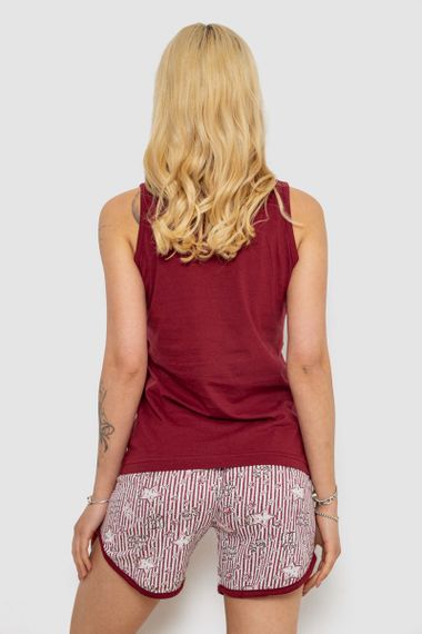 Піжама жіноча з принтом, колір бордовий, 243R2039-1 | Зображення 3