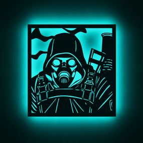 Панно декоративне картина на стіну Сталкер персонаж LED підсвітка 16 кольорів пульт 380х400 acr-p000274