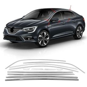 Полная окантовка стекол (Sedan, 12 шт, нерж.) Carmos - Турецкая сталь для Renault Megane IV 2016-2024 гг