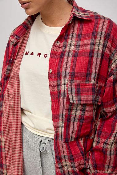 Сорочка в клітинку з відкладним комірцем - червоний цвет, ONE SIZE (є розміри) | Зображення 3