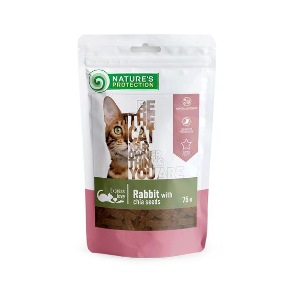 Лакомство для котов Nature's Protection snack for cats with rabbit and chia seeds с кроликом, 75 гр