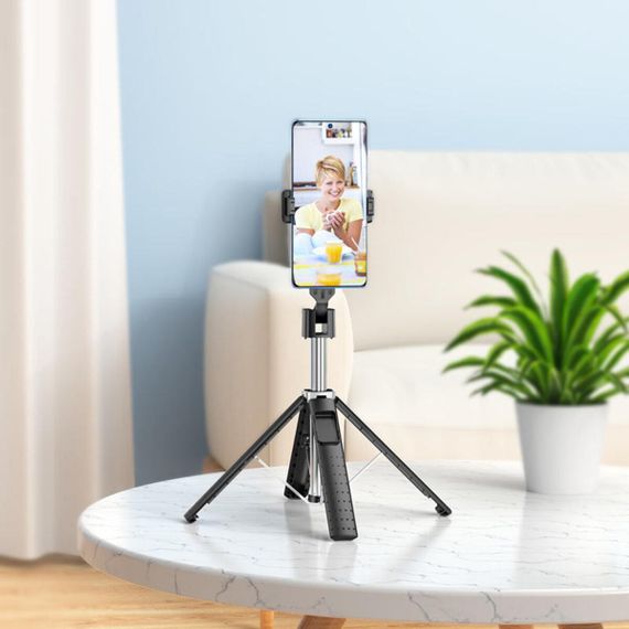 Селфі-монопод HOCO K18 Wave four-leg live broadcast holder Black | Зображення 7