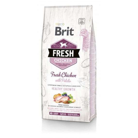 Корм Brit Fresh Chicken with Potato Puppy Healthy Growth з куркою та картоплею для цуценят 12 кг