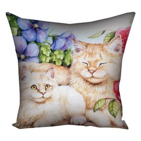 Подушка габардинова з принтом Кошка с котёнком 40x40 (4P_14M129)