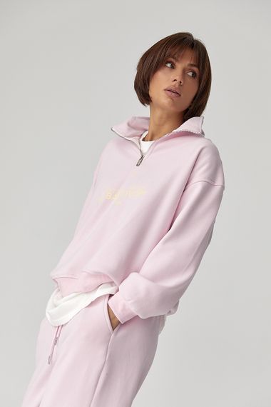 Теплий спортивний костюм з написами - пудра цвет, S/M (є розміри) | Зображення 2